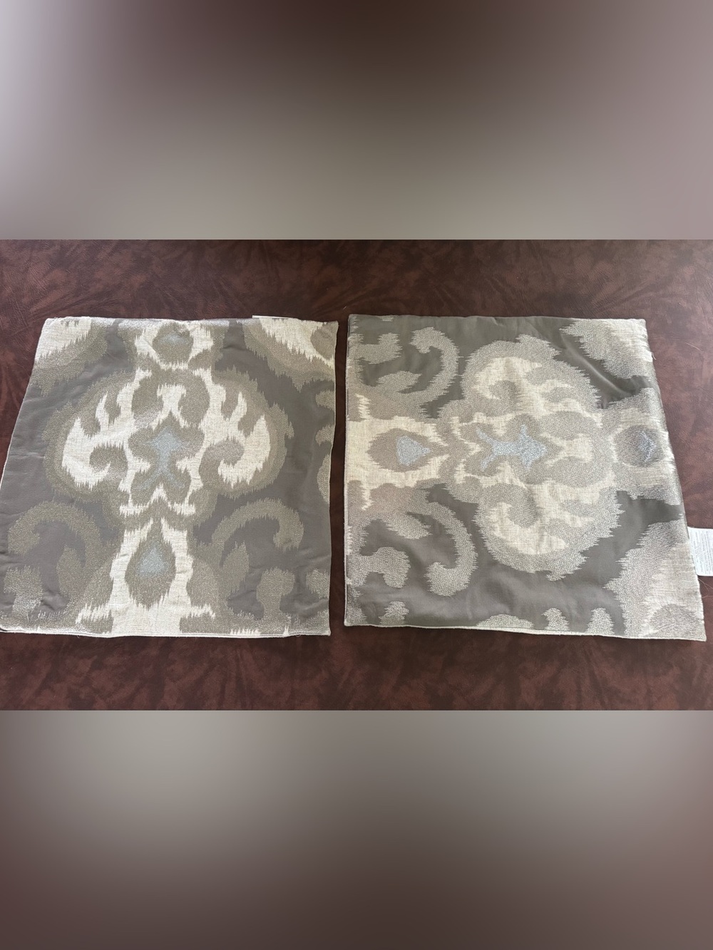 Callisto Gray and Cream Decorative Throw Pillow Covers - Damask Motif